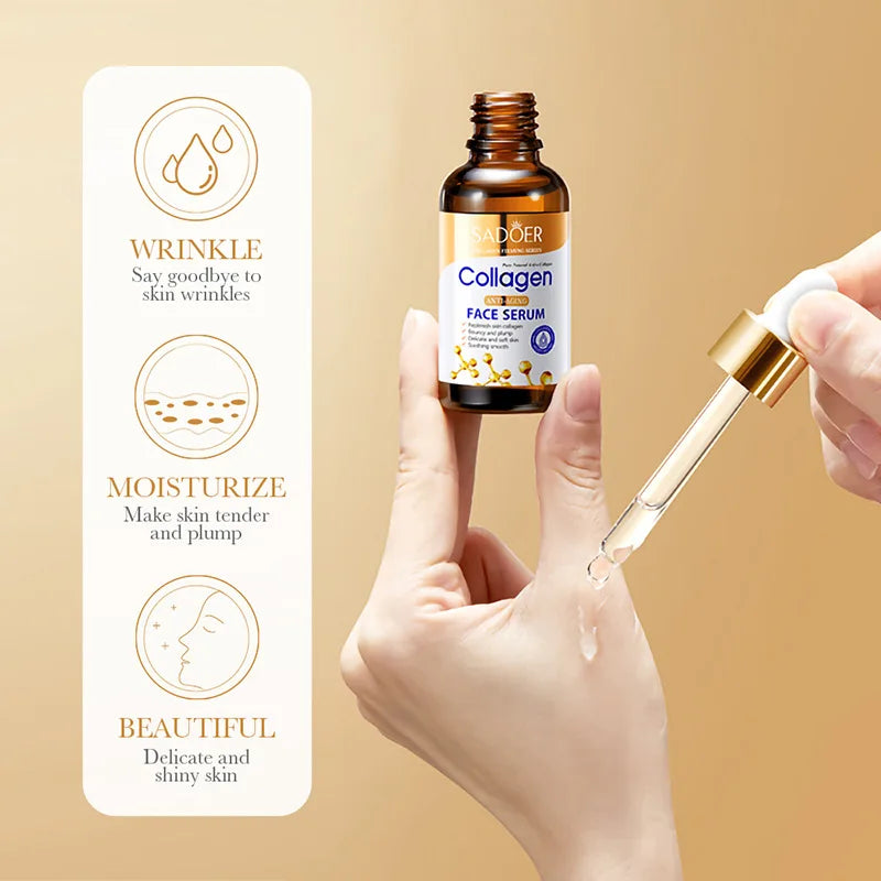 LAIKOU anti-aging collagen serum in a dropper bottle for moisturizing and wrinkle reduction