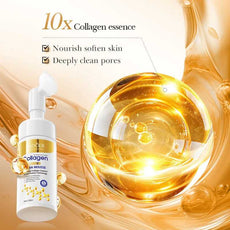Collagen essence cleanser mousse with nourishing properties for soft skin and deep pore cleansing