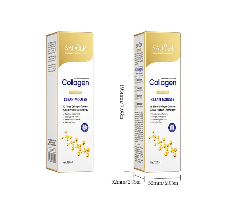 SADOER Collagen Clean Mousse with 13 Times Collagen Content for Gentle Cleansing