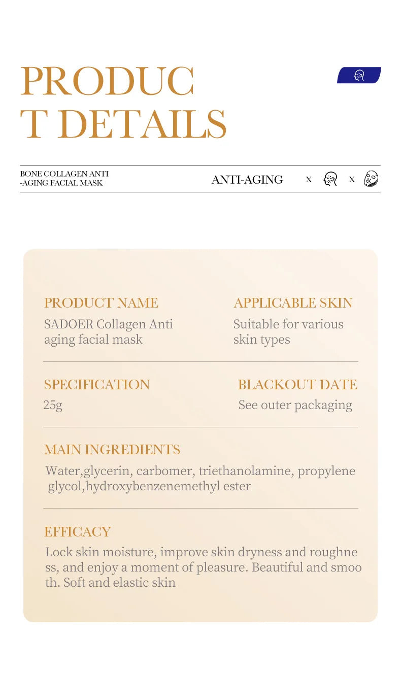 ROSPSKL SADER Collagen Anti-Aging Facial Mask for Various Skin Types in 25g Packaging