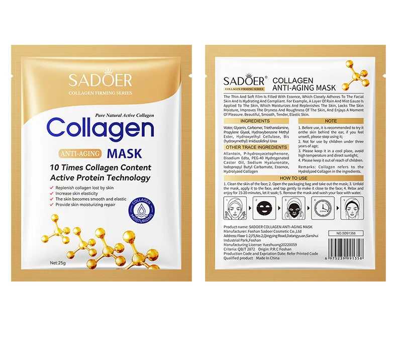 SADOER Collagen Anti-Aging Mask with 10 Times Collagen Content for Youthful Skin