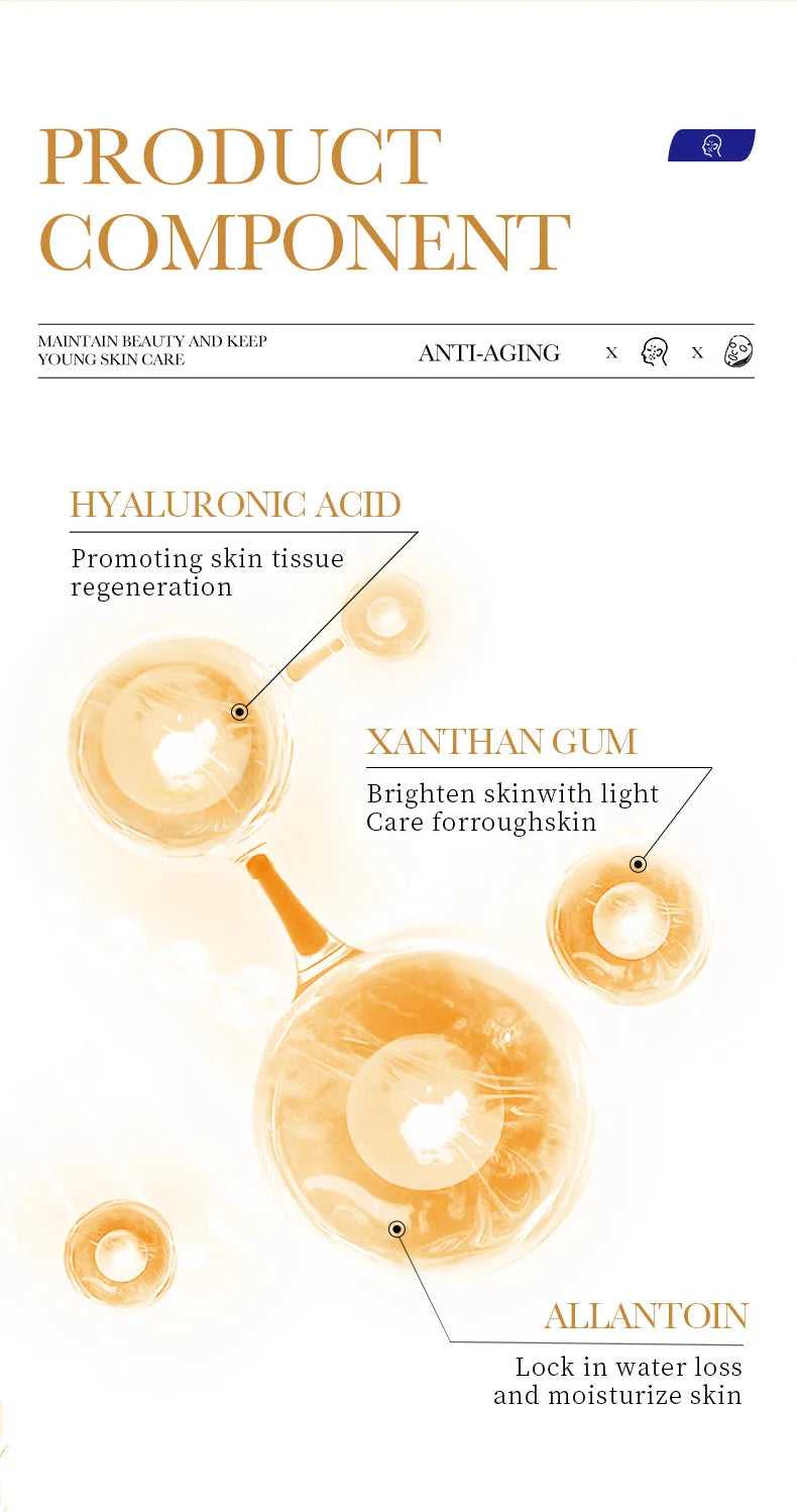 ROSPSKL Anti-Aging Masks featuring Hyaluronic Acid, Allantoin, and Xanthan Gum for youthful skin care