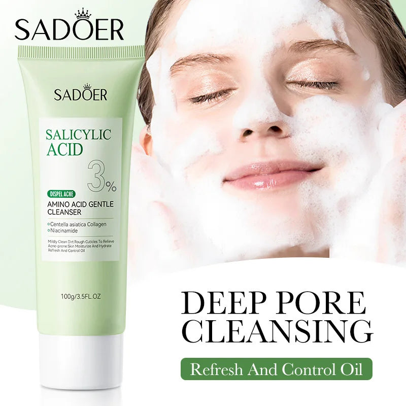 SADOER Salicylic Acid Facial Cleanser with 3% gentle formula for deep pore cleansing
