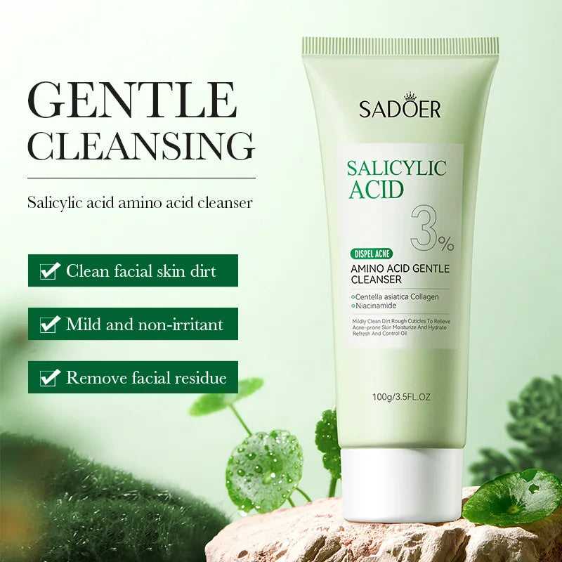 Sadoer Salicylic Acid Facial Cleanser with 3% formula for gentle cleansing and removal of dirt
