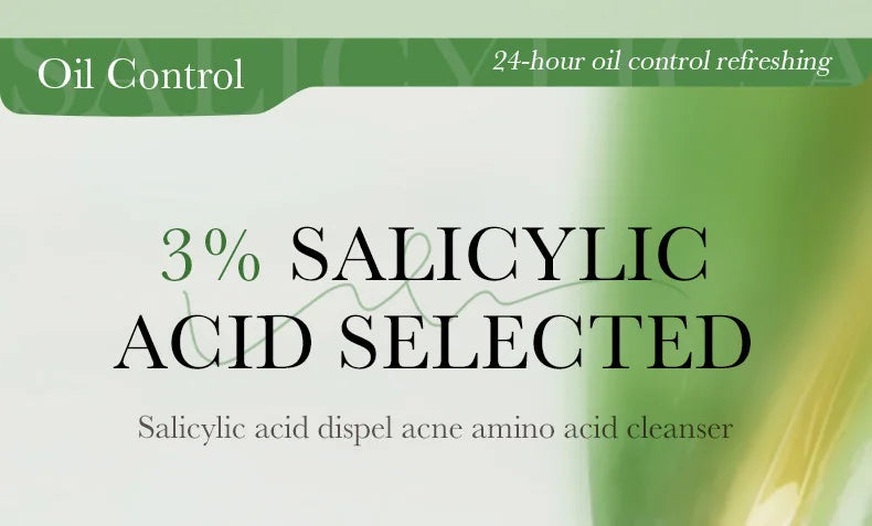 3% Salicylic acid facial cleanser for oil control and acne treatment with amino acids