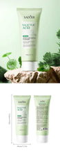 SADOER salicylic acid facial cleanser in green tube for gentle skincare and acne treatment