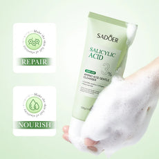 SADOER salicylic acid facial cleanser in a tube with foamy application for gentle skin cleansing