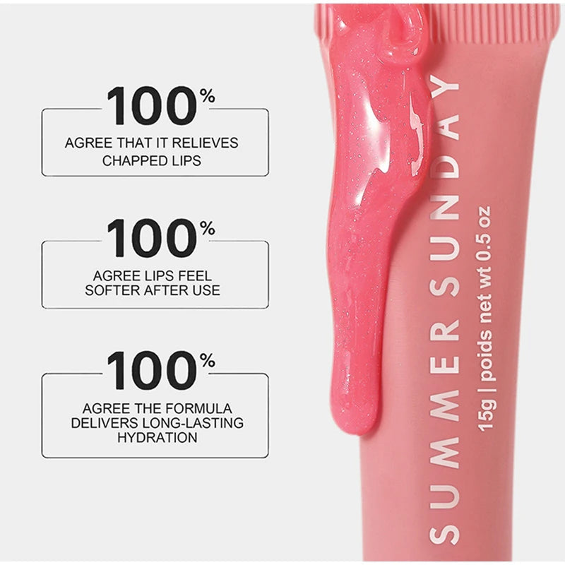 LANBENA Summer Lip Balm for Smooth Lips in pink tube with glossy finish and hydration benefits