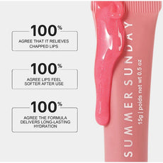 LANBENA Summer Lip Balm for Smooth Lips in pink tube with glossy finish and hydration benefits