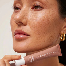 LANBENA Summer Lip Balm for smooth lips in a stylish tube displayed with model showcasing healthy lips