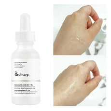 LANBENA hydrating hyaluronic acid serum in a dropper bottle with application on hand