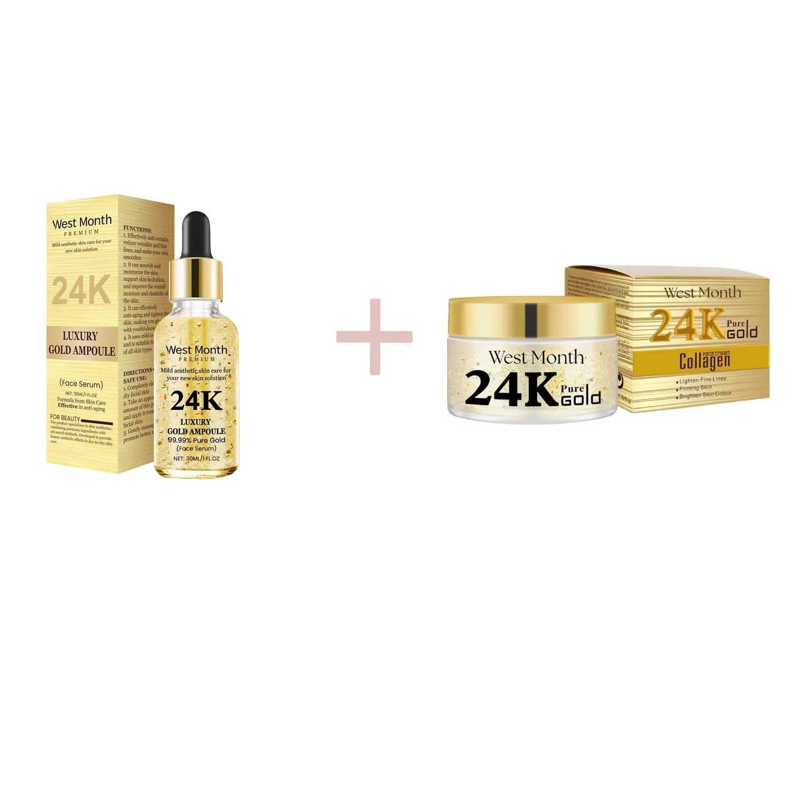 West&Month 24K Luxury Gold Serum and Collagen Mask Set for Nourishing Skincare
