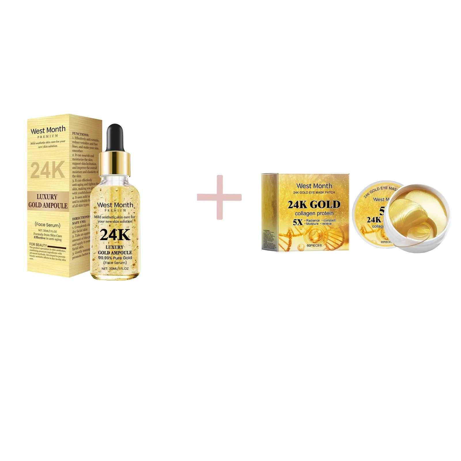 West&Month 24K Gold Ampoule Serum and Cream Set for Luxurious Skincare Routine