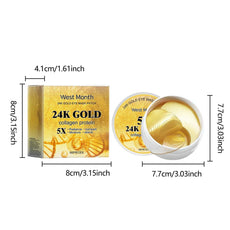 West&Month 24K Gold Eye Mask Patch with Collagen for Radiance and Moisture in a 60 Piece Pack