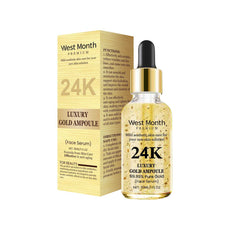 West&Month 24K Luxury Gold Ampoule Serum for Skin Care, 30ml Bottle with Pure Gold Infusion