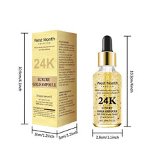West&Month 24K Luxury Gold Ampoule Serum in Glass Bottle for Radiant Skin Care
