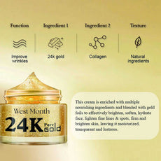 West&Month 24K Gold Cream Mask with Collagen and Natural Ingredients for Hydrated, Radiant Skin