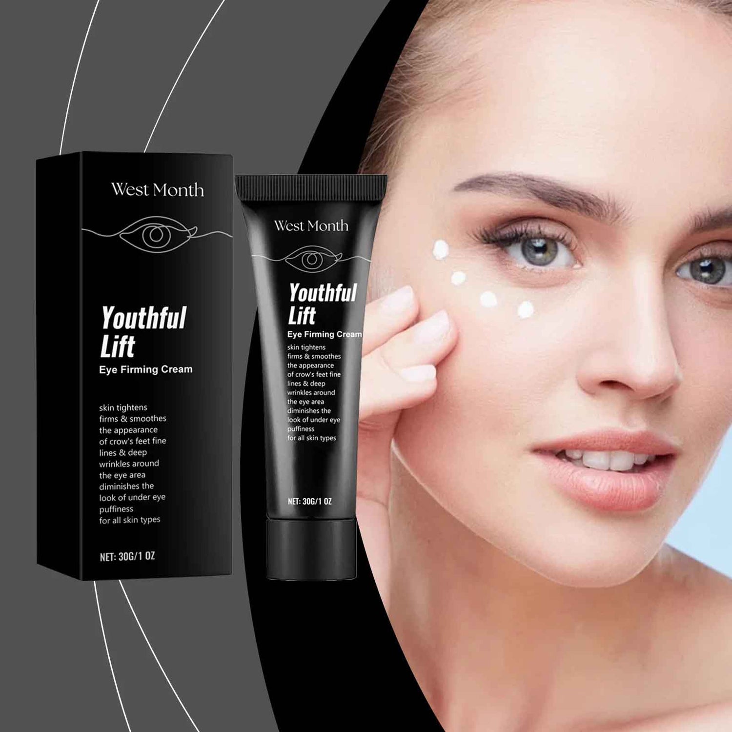 West Month Youthful Lift Eye Cream for Dark Circles with skin lightening formula for all skin types