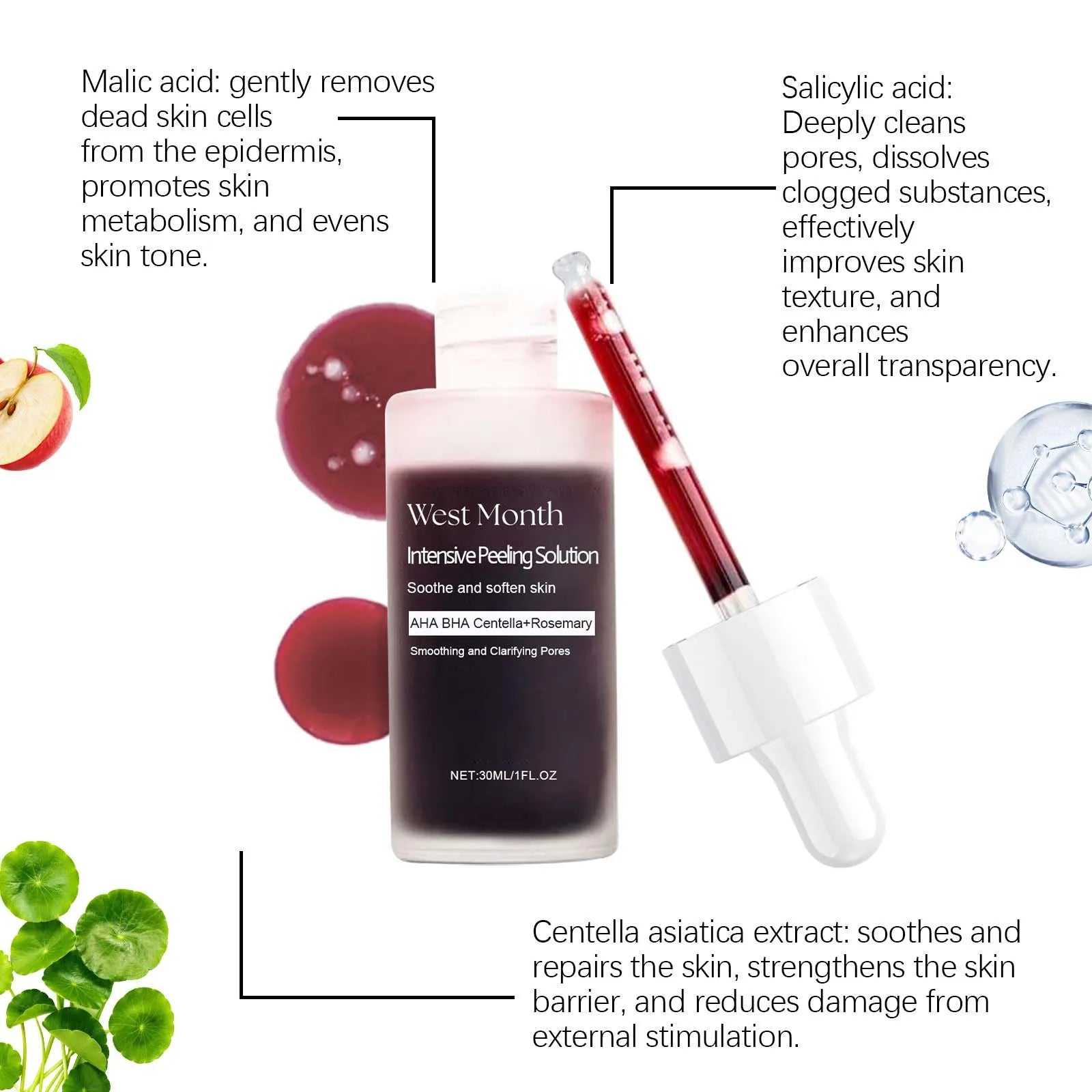 West Month Intensive Peeling Solution with AHA BHA for smooth and clear skin treatment
