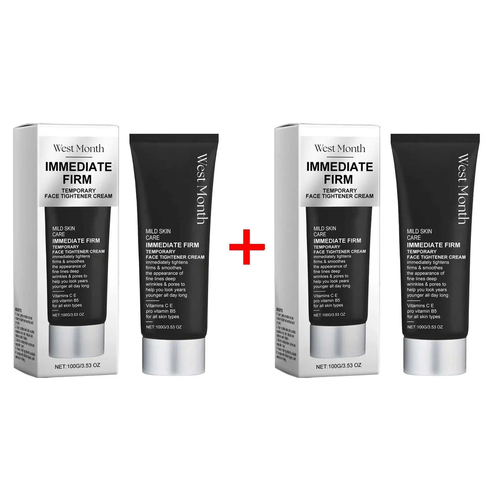 West&Month Immediate Firm Face Tightening Cream Anti-Aging in Two Black Tubes for Youthful Skin