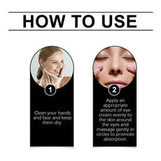 Instructions for using west&month eye care cream showing hand cleanliness and application technique