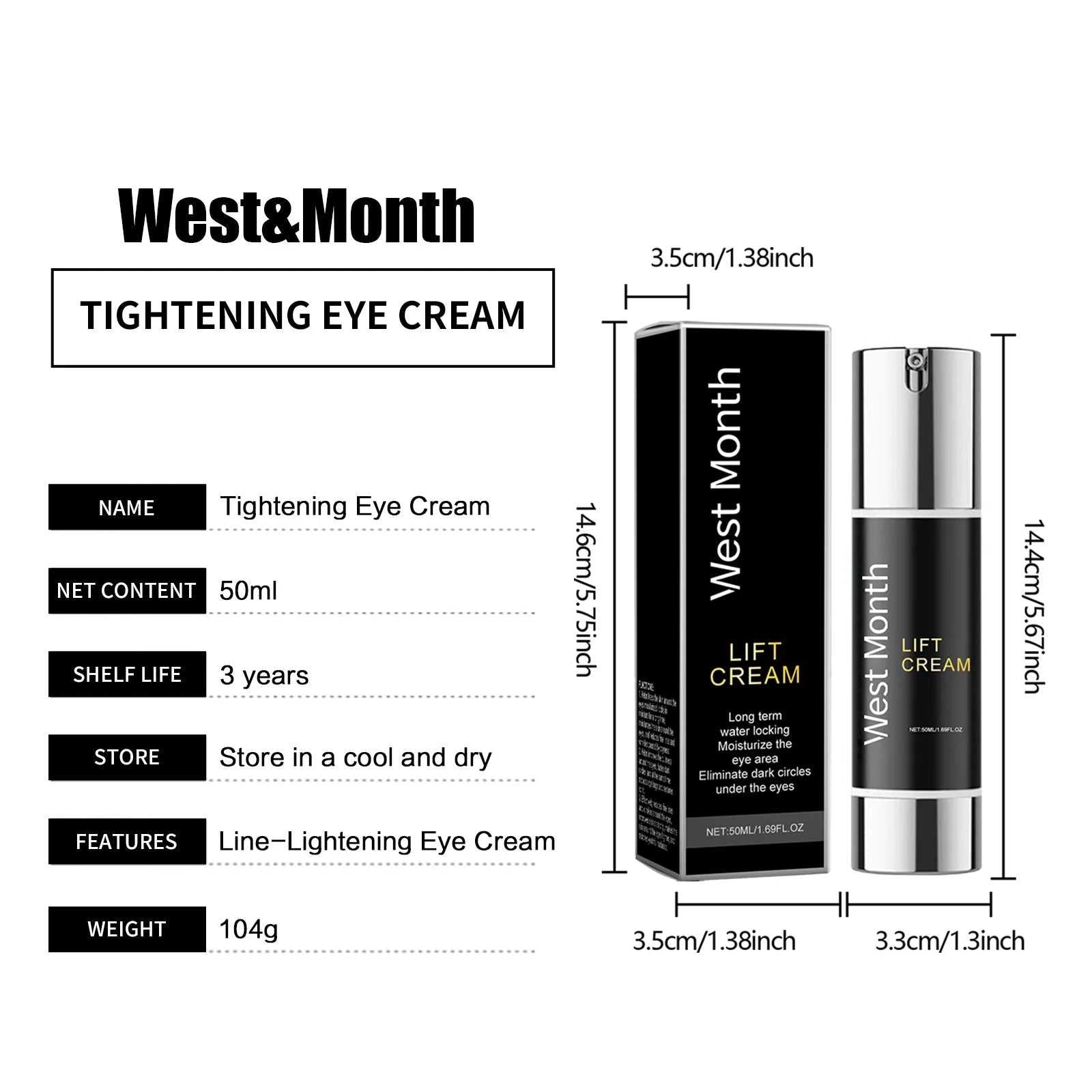 West&Month Tightening Eye Cream 50ml for reducing fine lines and lifting skin around the eyes