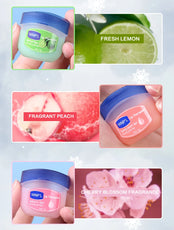 REAROYA lip therapy jars featuring fresh lemon, fragrant peach, and cherry blossom fragrances