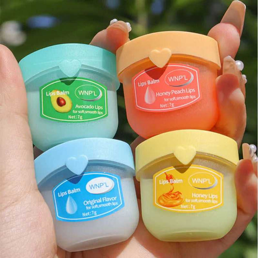 SADOER Lip Balm Collection in Avocado, Honey Peach, Original, and Honey flavors for smooth lips