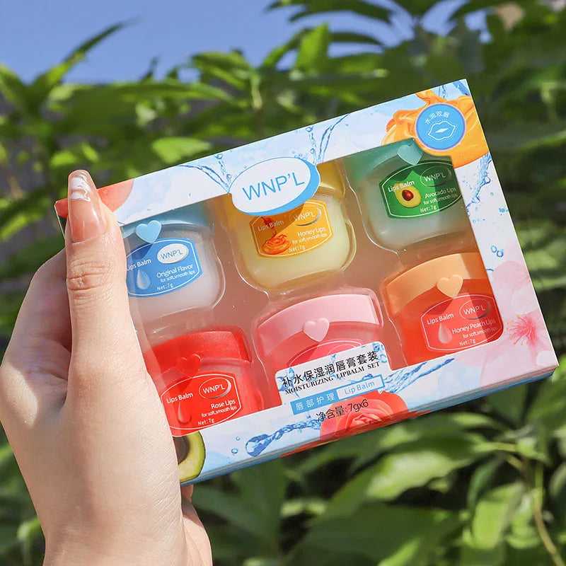 SADOER WNP'L Lip Balm Gift Set in Colorful Jars for Hydrated Lips and Nourishment