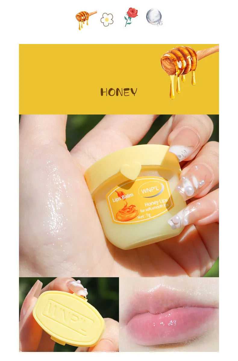 SADOER Honey Lip Balm in Yellow Jar for Nourishing and Moisturizing Soft Lips