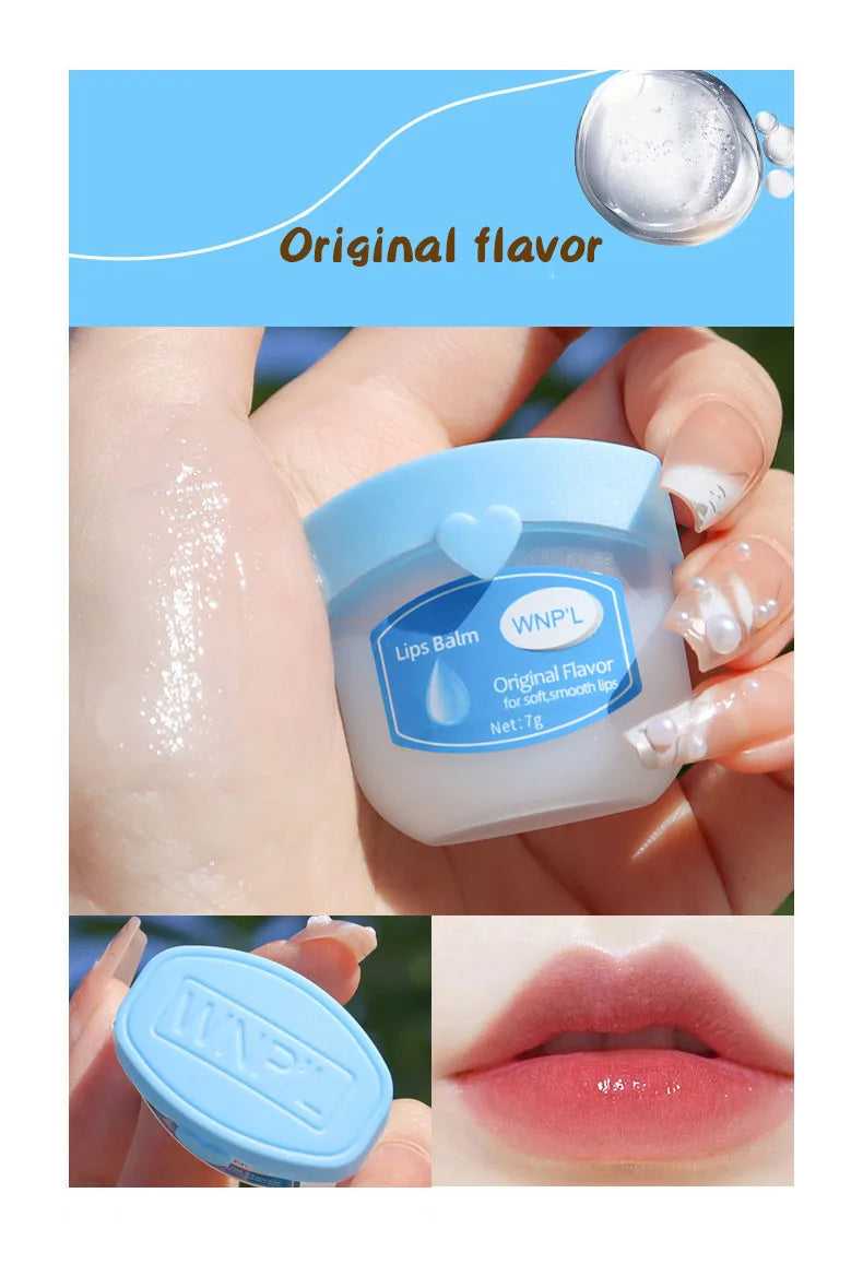 SADOER Original Flavor Lip Balm in a Small Blue Jar for Moisturizing Lips