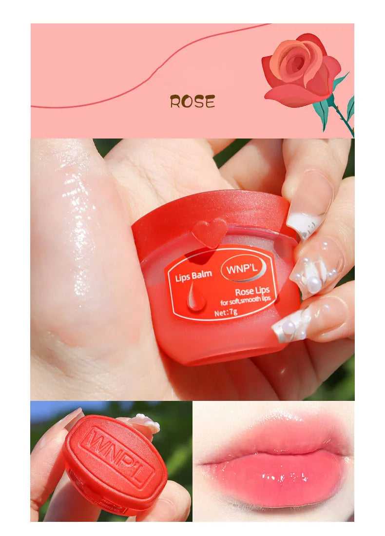 SADOER Rose Lip Balm in Red Container with Moisturizing Formula for Soft Lips