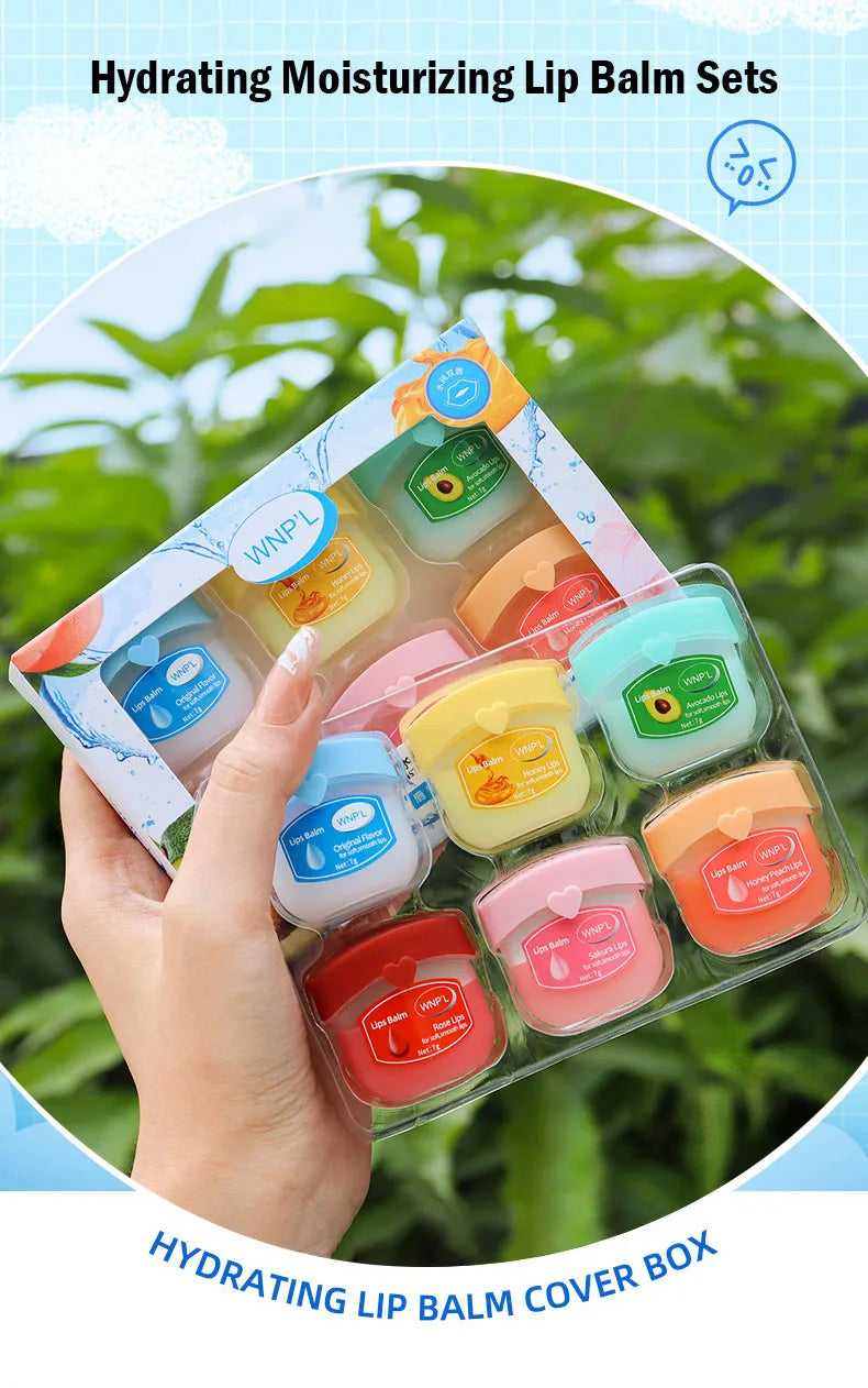 SADOER Hydrating Moisturizing Lip Balm Set in Colorful Jars for Soft and Smooth Lips