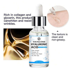 YOUNGCOME Hyaluronic Acid Face Serum in a 50ml bottle for moisturizing and wrinkle resistance