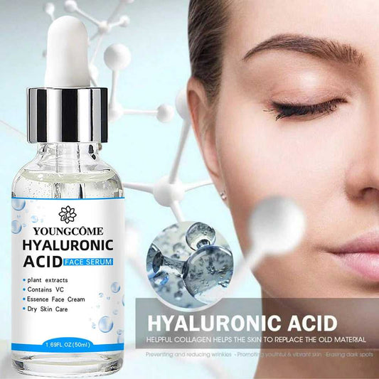 YOUNGCOME Hyaluronic Acid Face Serum with plant extracts for dry skin care and hydration