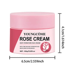 Youngcome Rose Cream by ibutee for deep hydration, moisturizes and nourishes skin in a pink jar