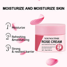 Youngcome Rose Cream for Deep Hydration, Moisturizing and Nourishing Skin with Time Release Hydrators