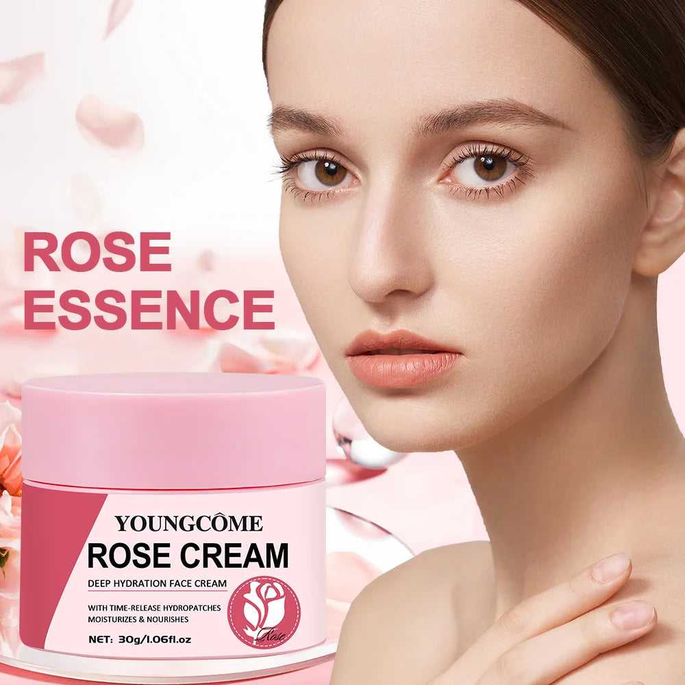 Youngcome Rose Cream with Rose Essence for Deep Hydration and Nourishment, 30g