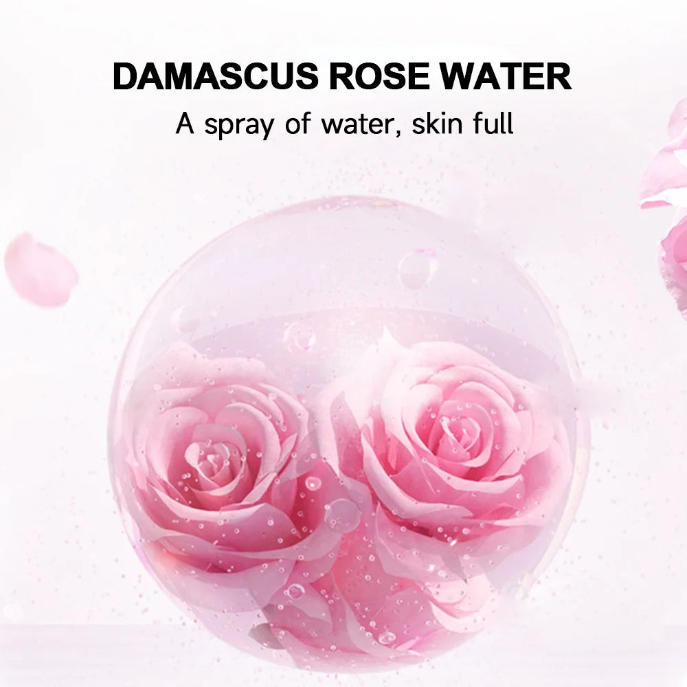 Ibutee Damascus Rose Water Spray for Hydrating and Refreshing Skin with Real Rose Petals