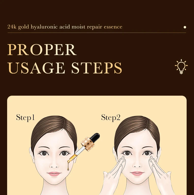 24K Gold Hyaluronic Acid Moist Repair Essence Application Steps for Effective Skincare Treatment